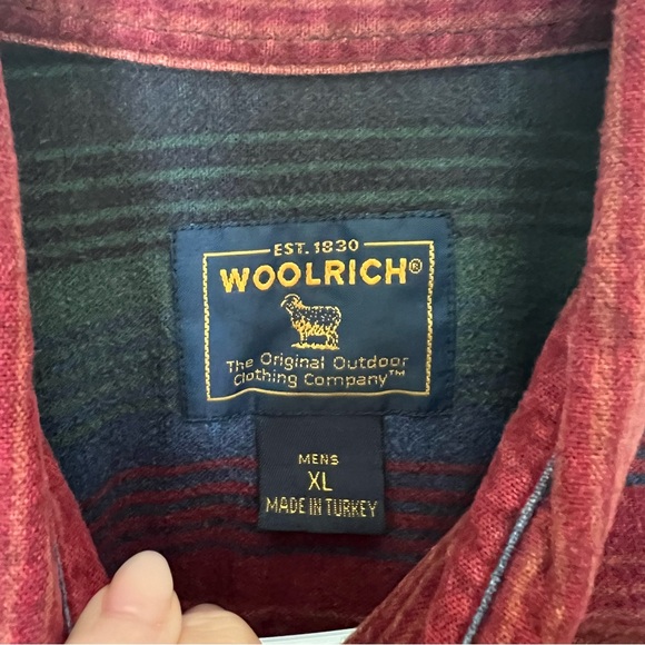 Woolrich Men's Red and Green Striped Shirt - Picture 3 of 4